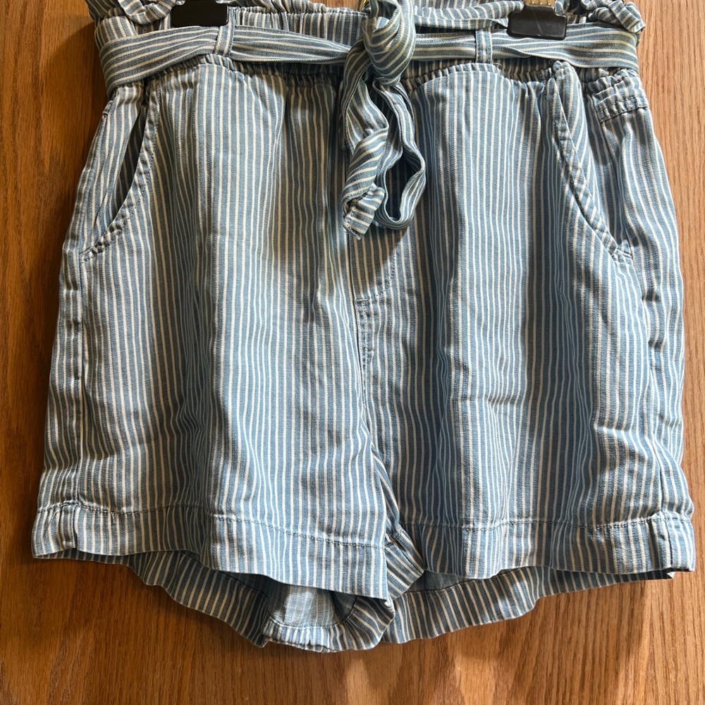 Thread and Supply Striped Blue Paper Bag Shorts Size Medium